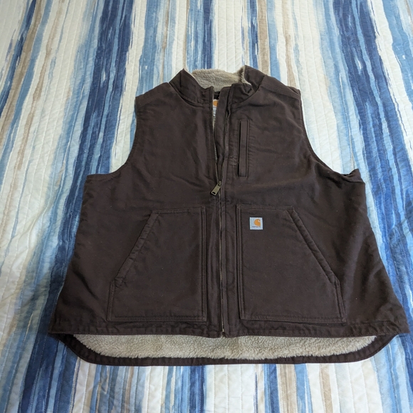 Carhartt Loose Fit Washed Duck Insulated Rib Collar Vest - Picture 2 of 4
